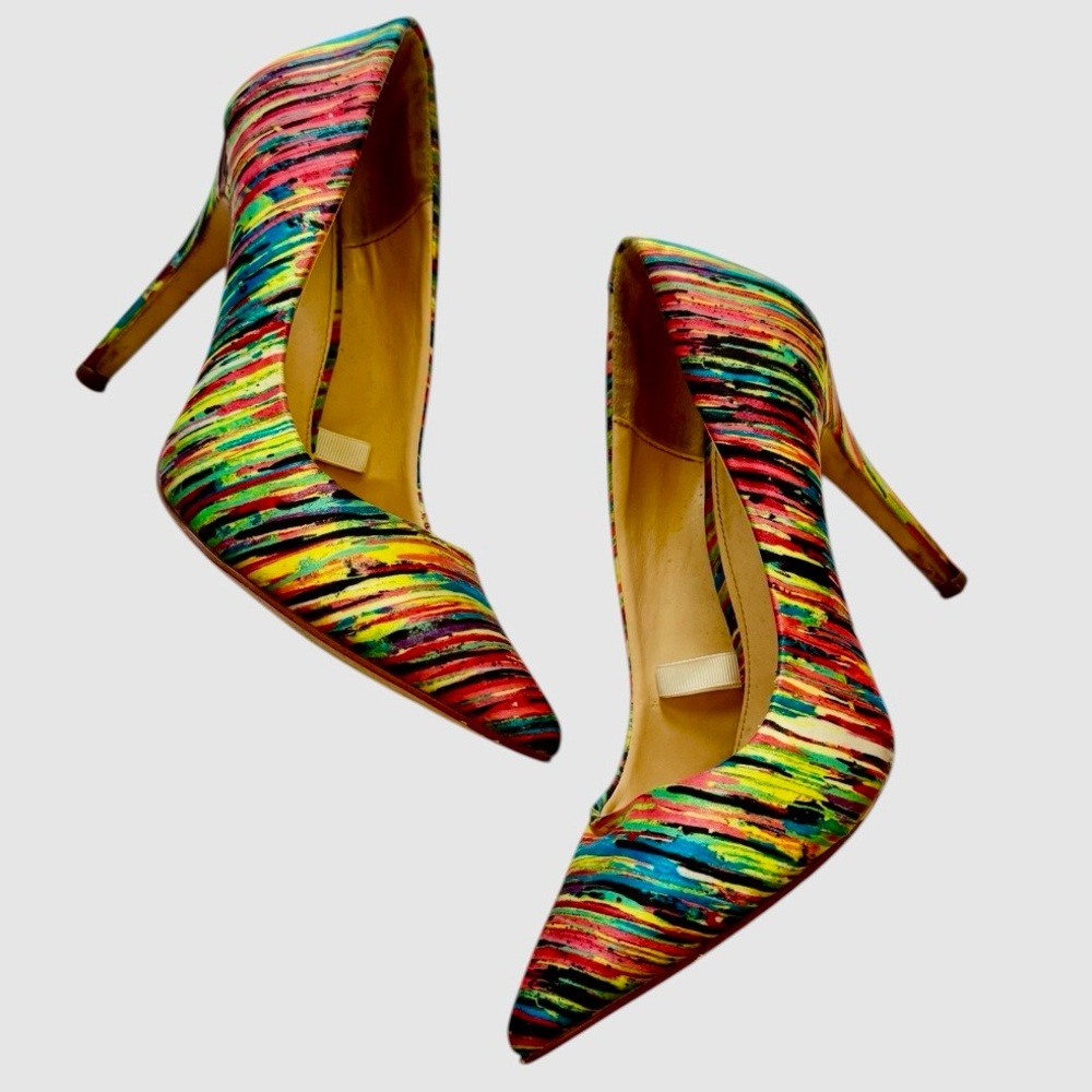 Prabal Gurung Target Multicolor Rainbow Watercolor Striped Heels Size 6.5